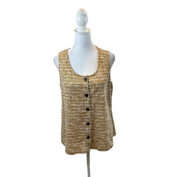 W5 Tops - W5 Brand Mustard Tweed Button Up Tank Top Size Medium